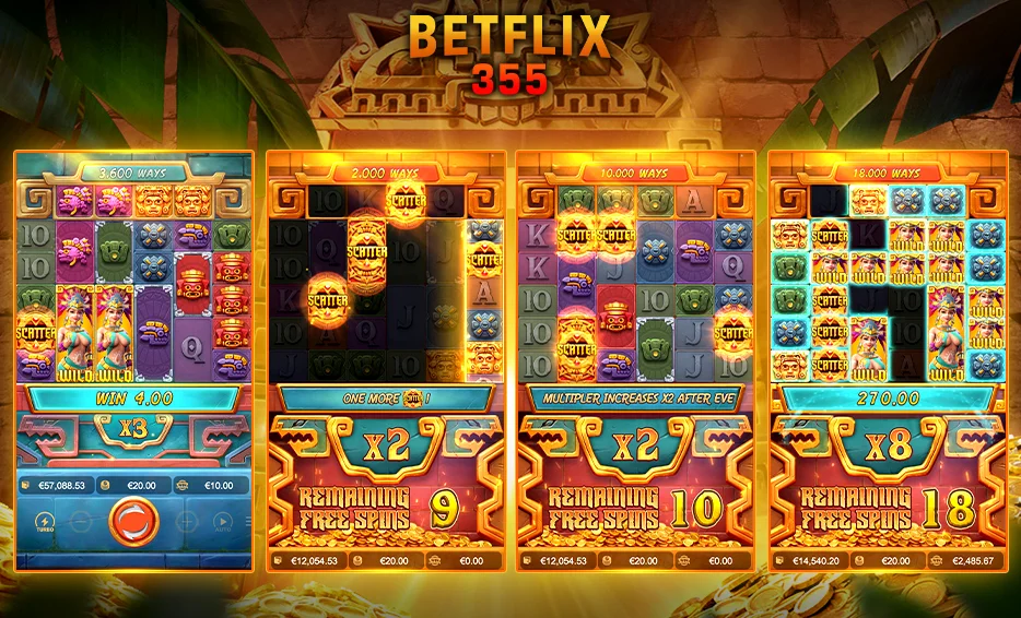 รูปแบบลักษณะของตัวเกมสล็อต Treasures of Aztec